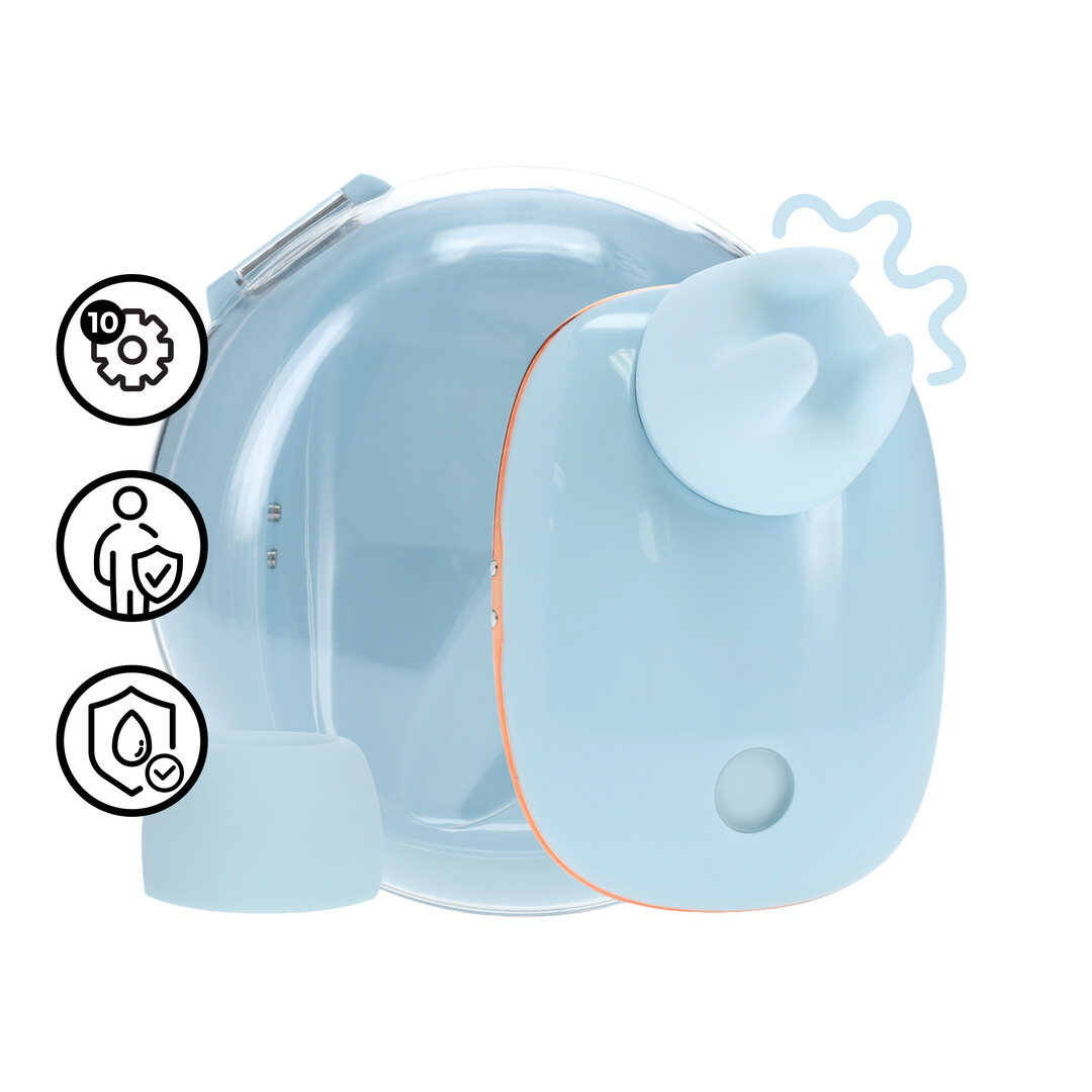 Dreamsicle – Compact AirTap Vibrator met Twee Hoofdaccessoires – Blauw