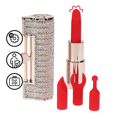 Angel - Lipstick Vibrator with 4 Attachments - Pink Angel - Lipstick Vibrator with 4 Attachments - Pink