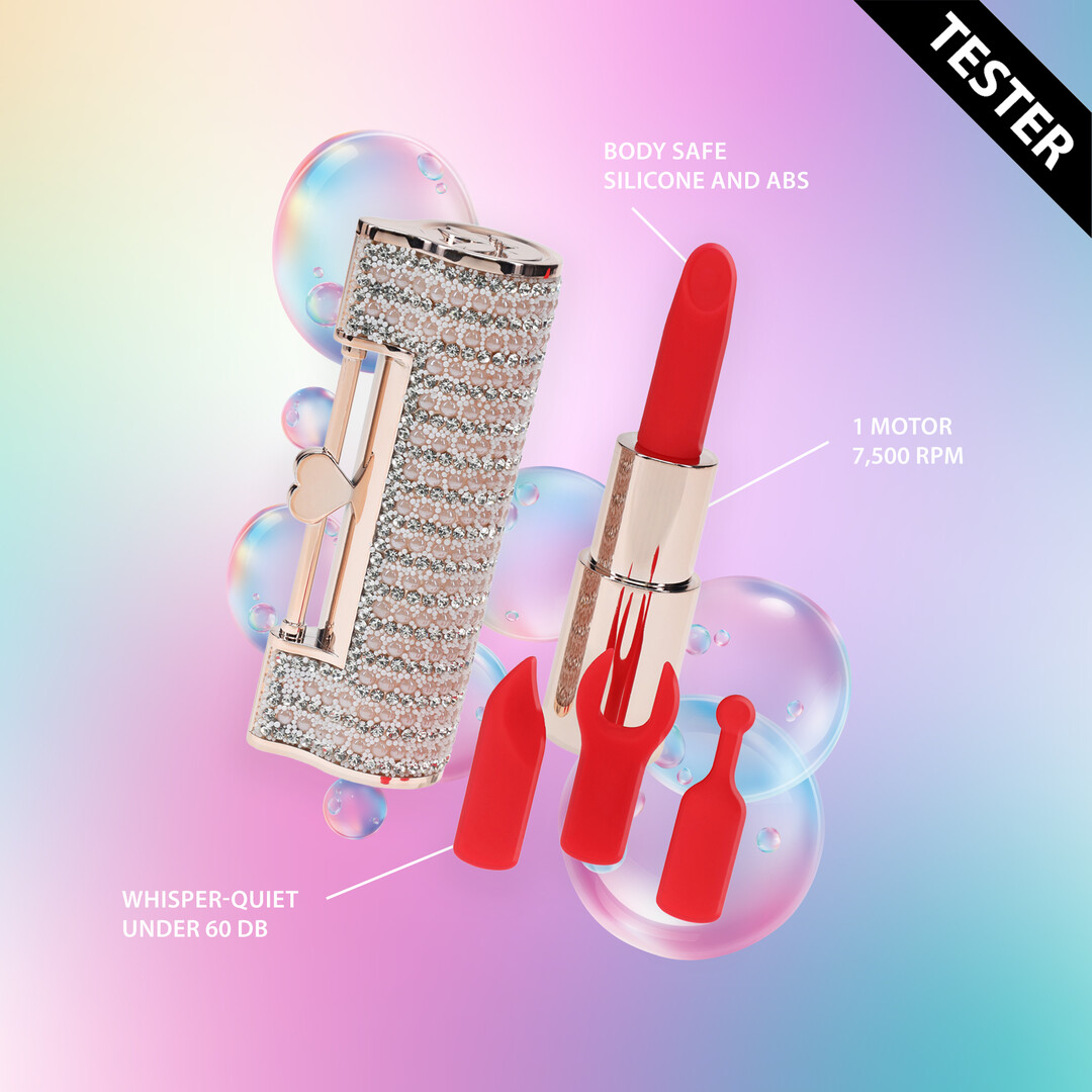 Angel – Lippenstift Vibrator met 4 Opzetstukken – Roze – Tester