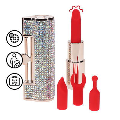 Diamond - Lipstick Vibrator with 4 Attachments - Iridescent