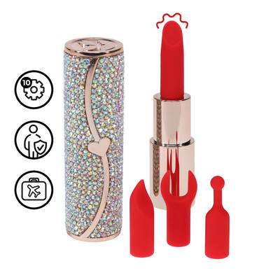 Sparkle - Lipstick Vibrator with 4 Attachments - Iridescent