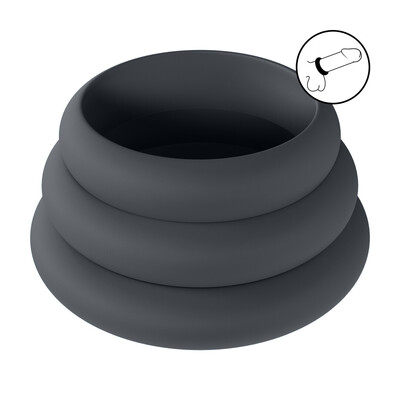 Wide O Siliconen Cockring Set van 3 - S/M/L - Zwart