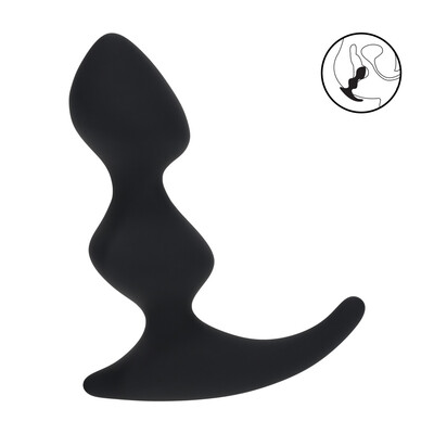 Volledige Dubbele Golf Siliconen Prostaat Massager - Zwart
