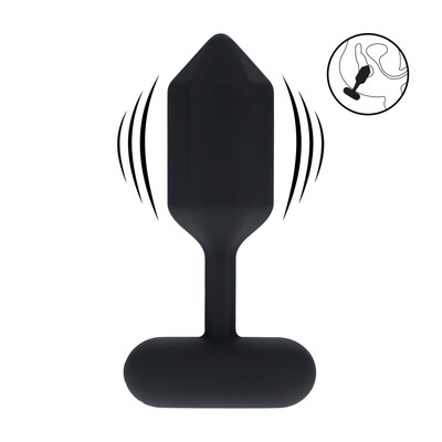 Hexagonale Vibrerende Siliconen Anale Plug - M - Zwart