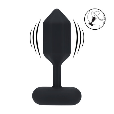 Hexagonale Vibrerende Siliconen Anale Plug - L - Zwart