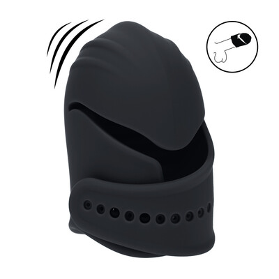 Verstelbare Vibrerende Siliconen Penis Hoofd Stimulator - Zwart