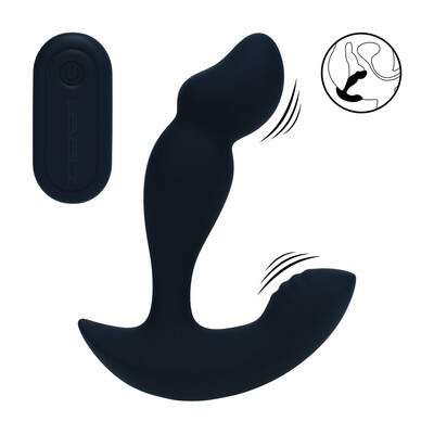 Dual Motor Afstandsbediening Dual Motor Vibrerende Vloeibare Siliconen Prostaat Stimulator - Zwart