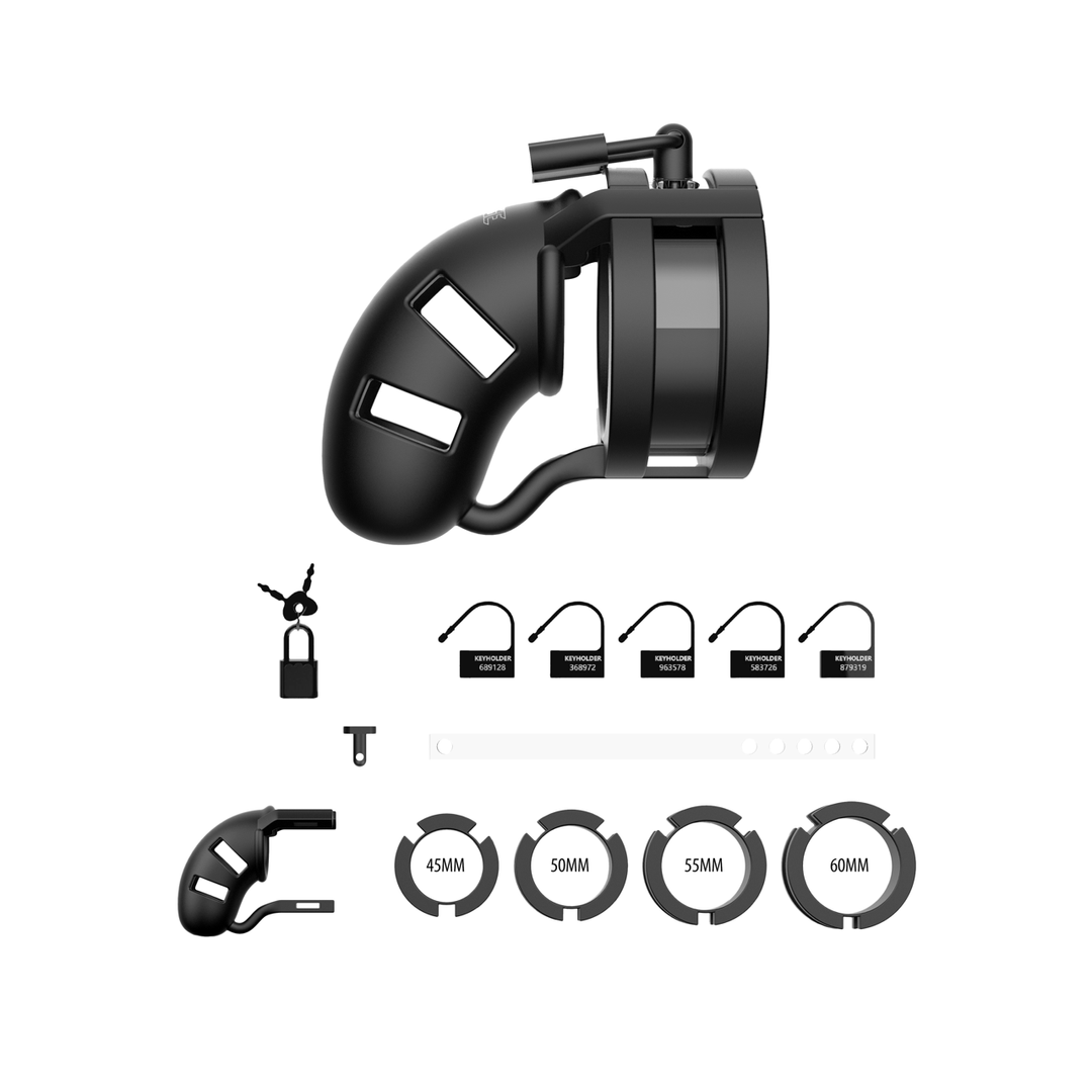 Model 18 Chastity Cock Cage met Ballsplitter – 3.5 / 9 cm