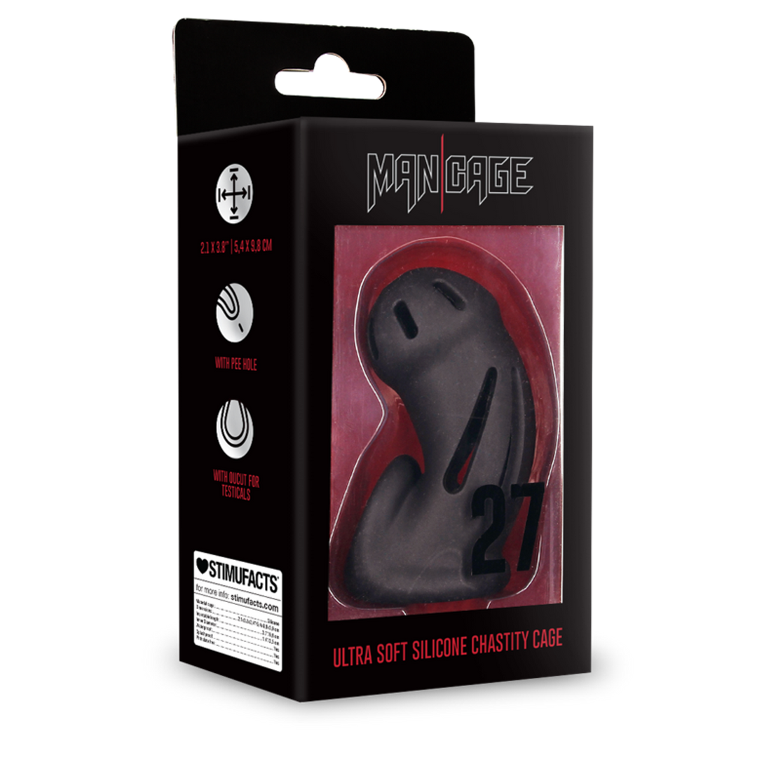 Model 27 – Ultra Soft Silicone Chastity Cage – Zwart