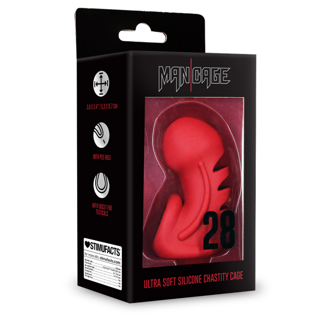 Model 28 – Ultra Soft Silicone Chastity Cage – Rood