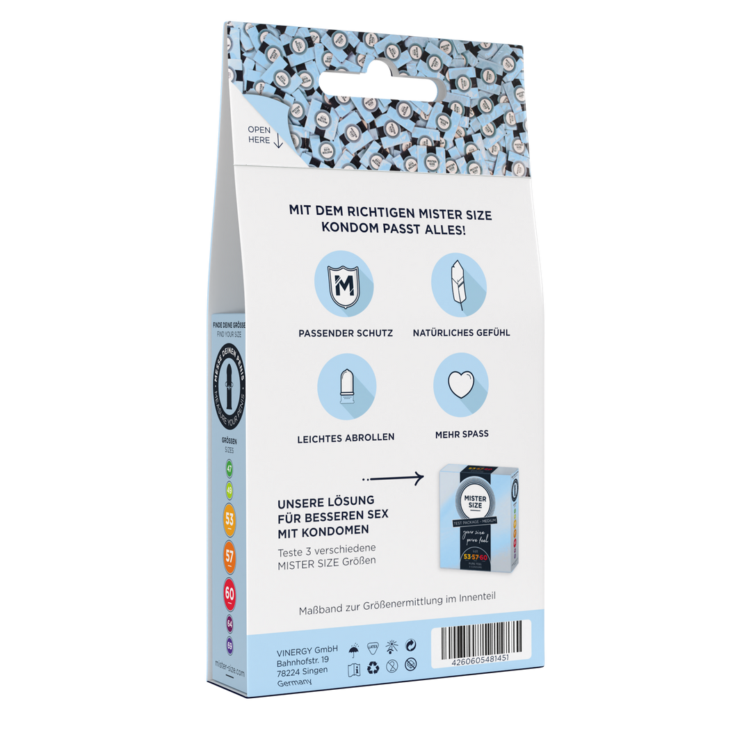 Pure Feel – Testset – Condooms 53, 57, 60 mm – 3 Stuks – DE