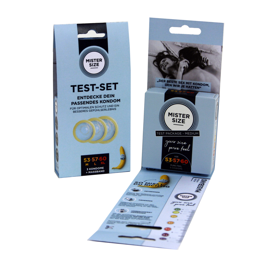 Pure Feel – Testset – Condooms 53, 57, 60 mm – 3 Stuks – DE