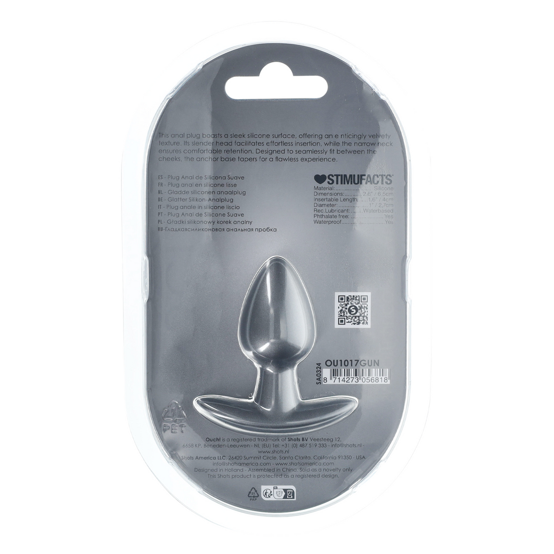 Zachte Siliconen Anale Plug – Klein – 2,6 / 6,5 cm – Gunmetal