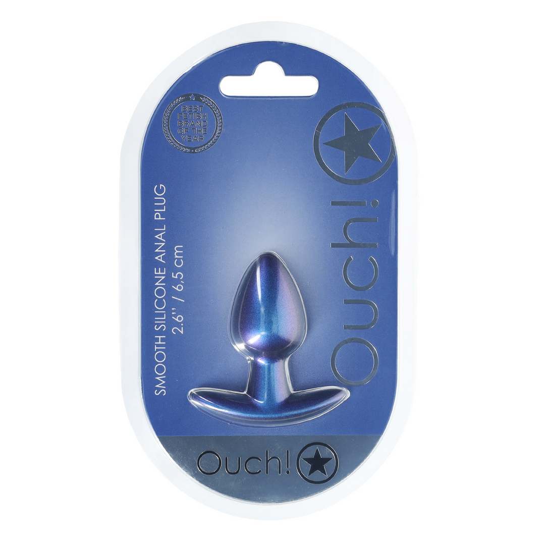 Zachte Siliconen Anale Plug – Klein – 2,6 / 6,5 cm – Metallic Blauw
