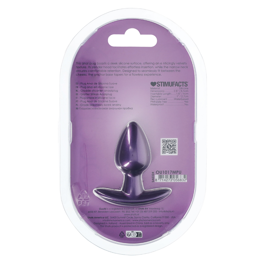 Zachte Silicone Anale Plug – Klein – 6,5 cm – Metallic Paars