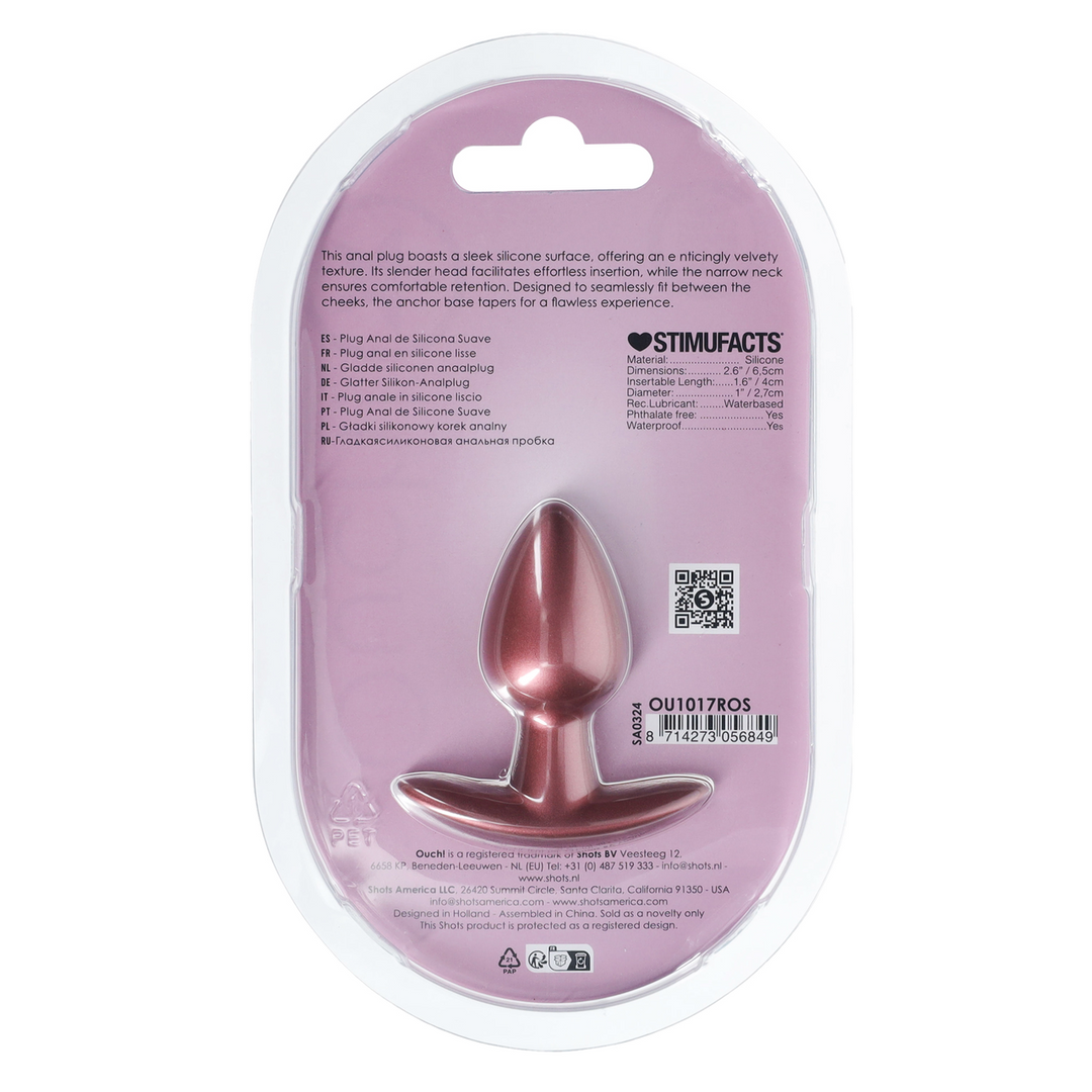 Zachte Silicone Anale Plug – Klein – 2,6 / 6,5 cm – Roségoud