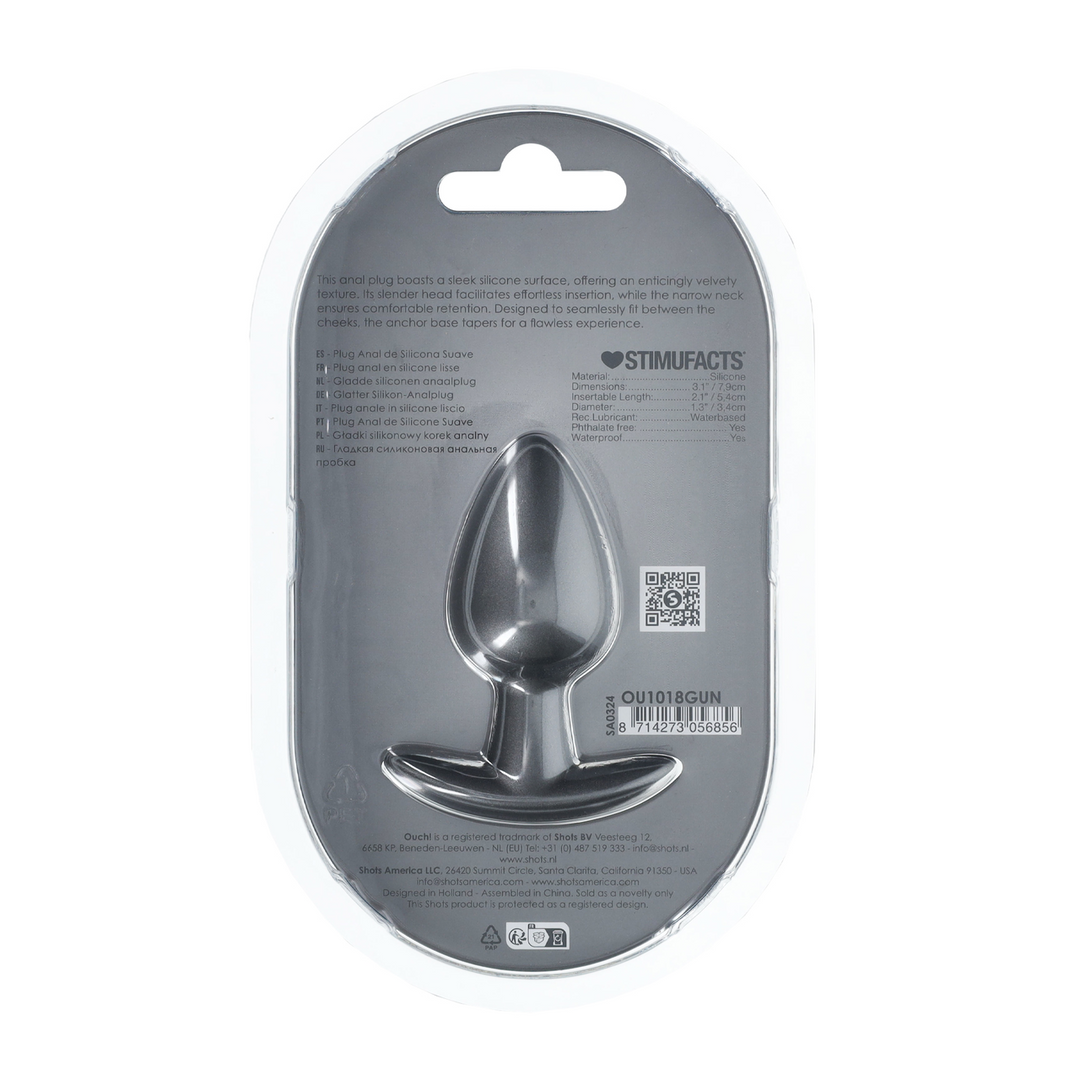 Zachte Siliconen Anale Plug – Medium – 3,1 / 7,9 cm – Gunmetal