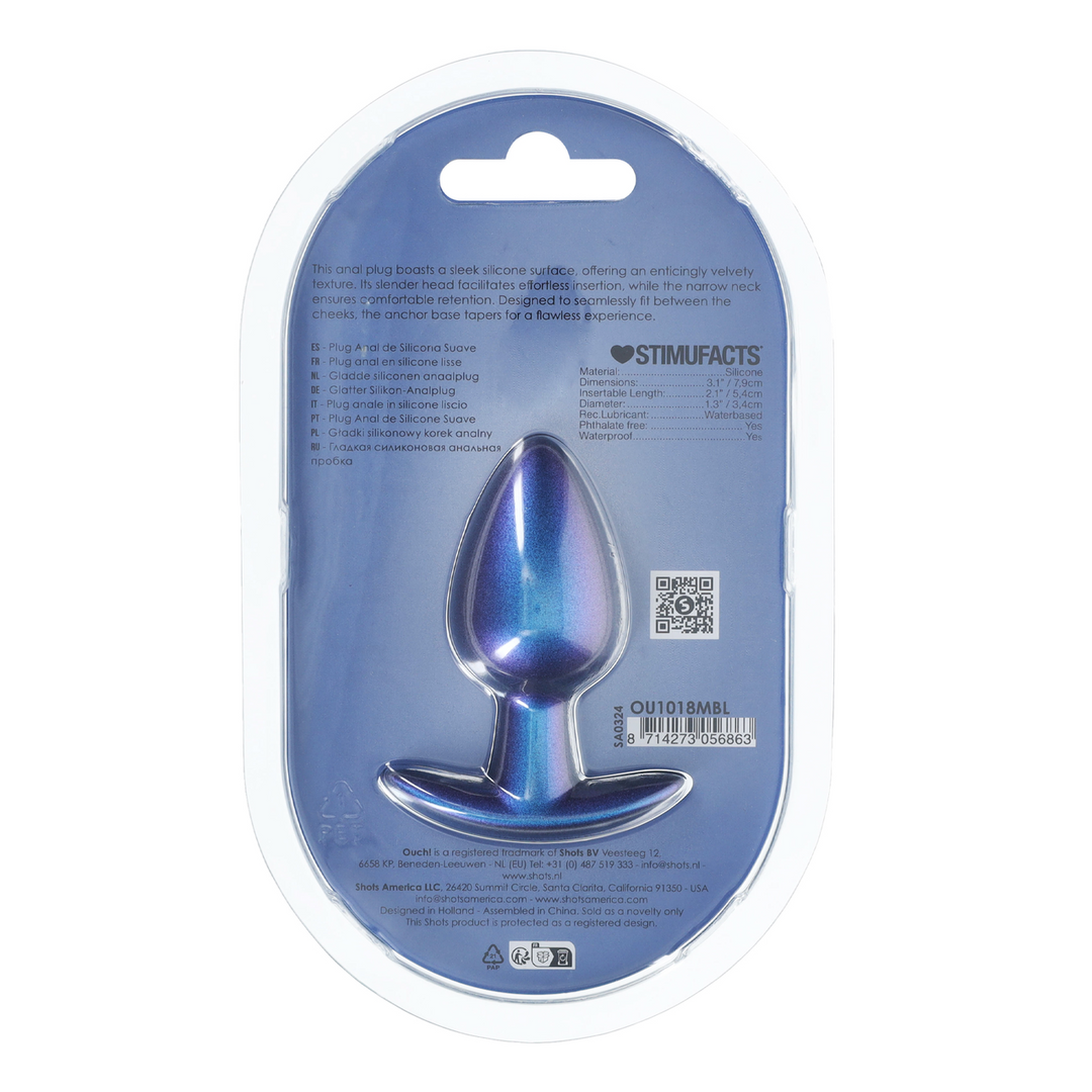 Geleidelijke Silicone Anale Plug – Medium – 3.1 / 7,9 cm – Metallic Blauw