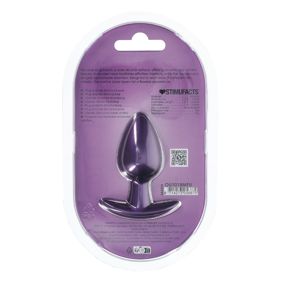 Zachte Siliconen Anale Plug – Medium – 3,1 / 7,9 cm – Metallic Paars