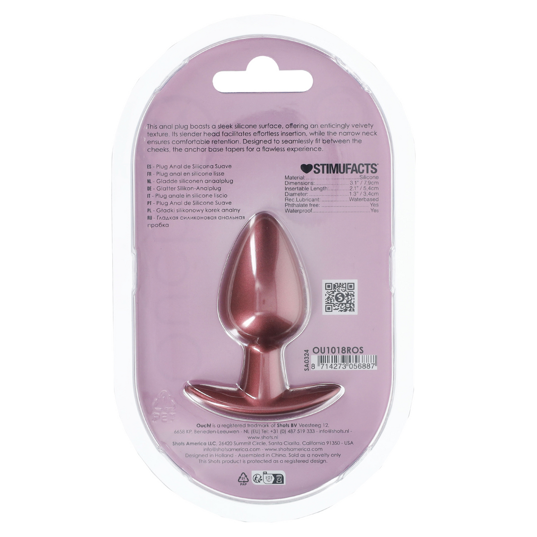 Zachte Siliconen Anale Plug – Medium – 3,1 / 7,9 cm – Roségoud