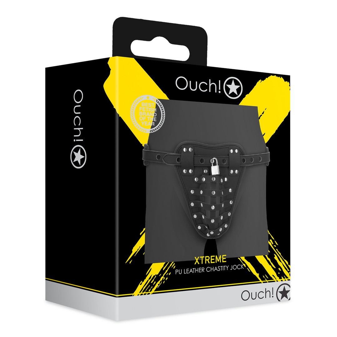 PU Leren Chastity Jock – Zwart