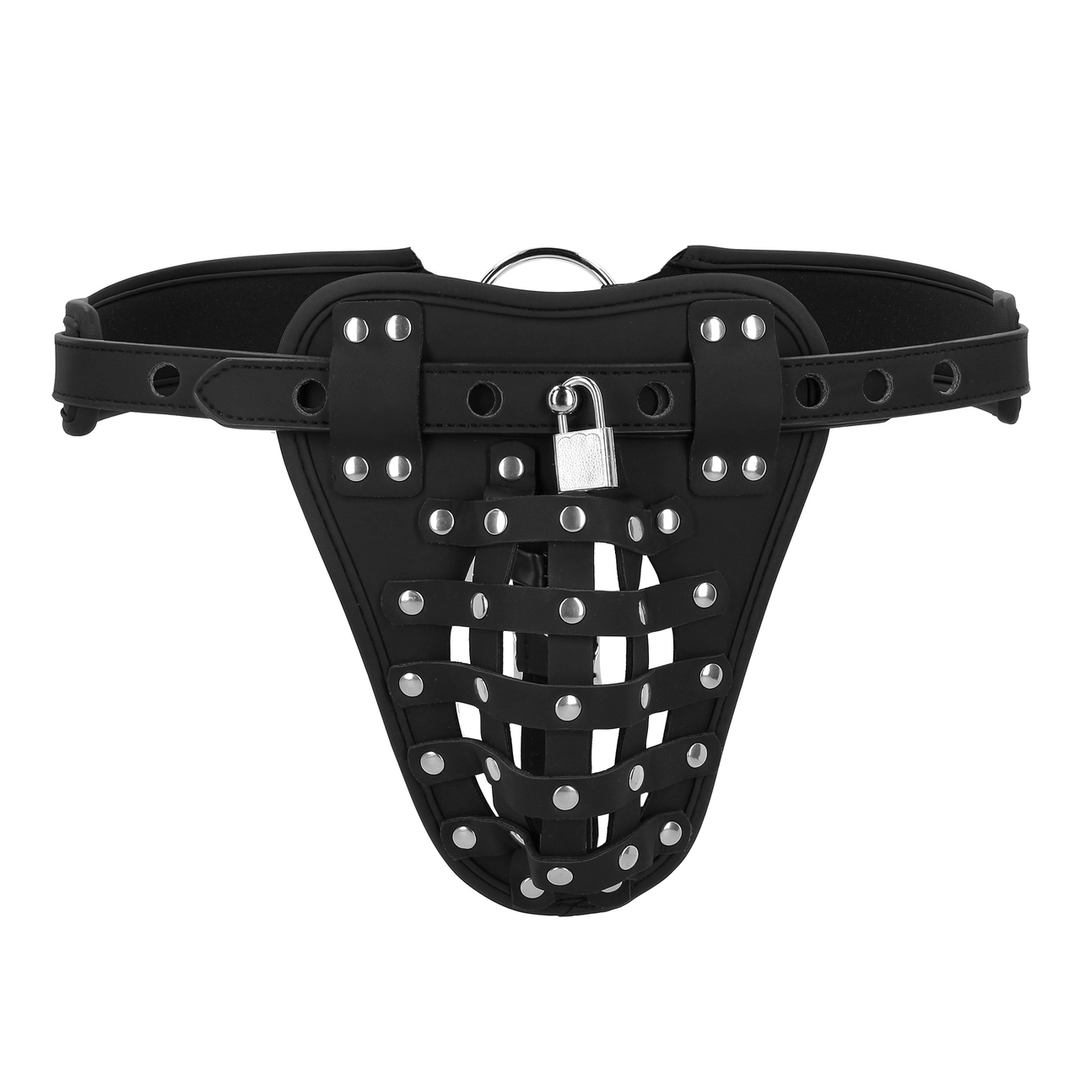 PU Leren Chastity Jock – Zwart