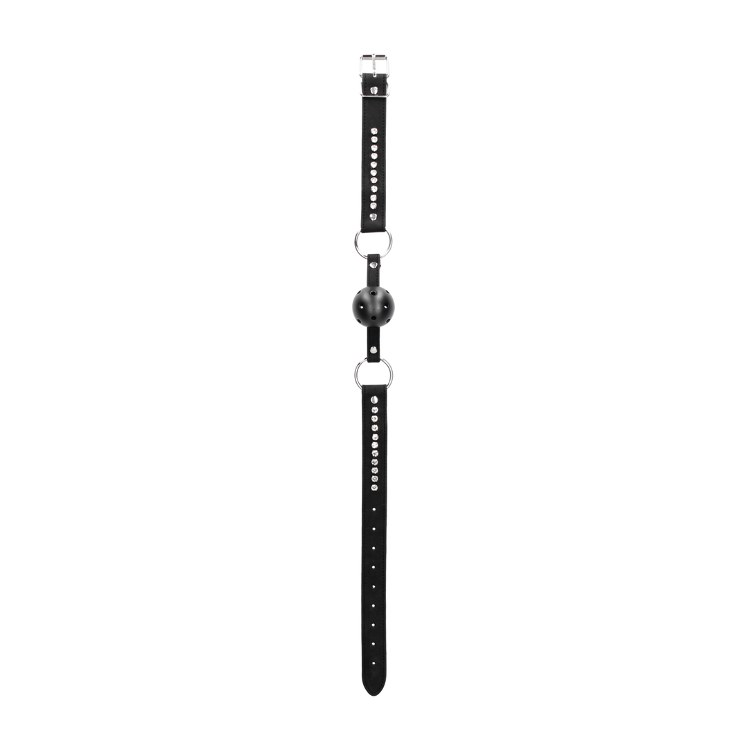 Ademend Ball Gag met diamanten gestikte straps