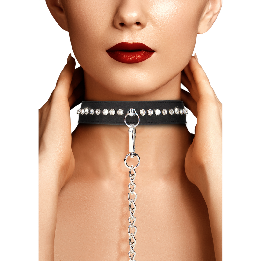Diamanten Halsband met Leash