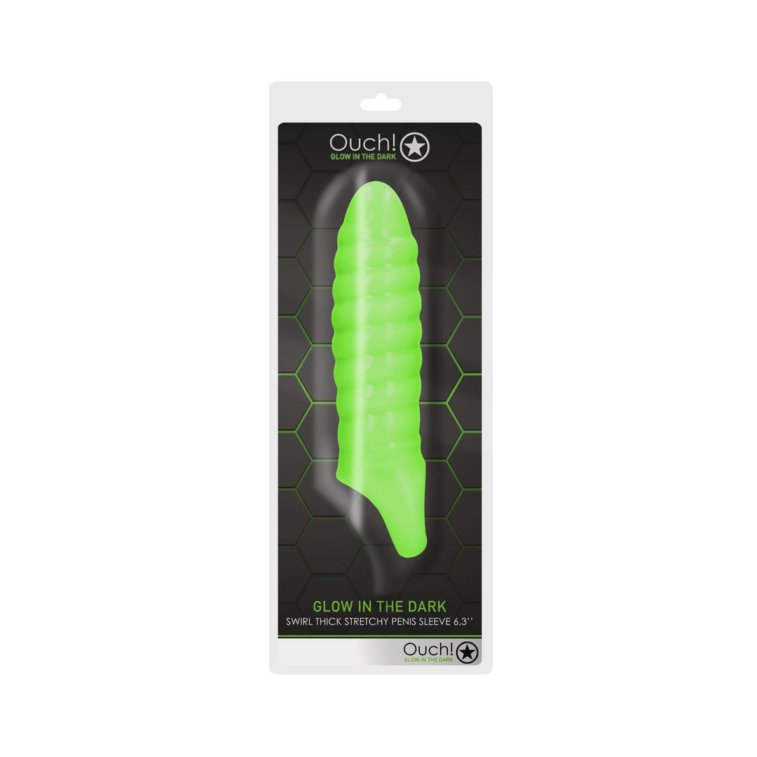 Swirl Dikke Rekbare Penis Sheath – Glow in the Dark