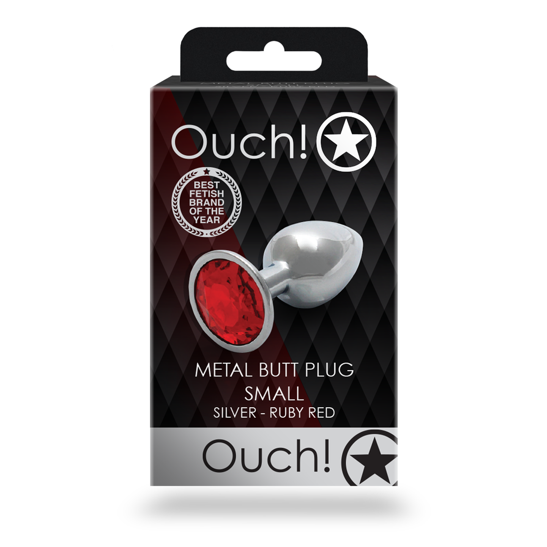 Ronde Gem Butt Plug – Klein – Zilver/Ruby Rood