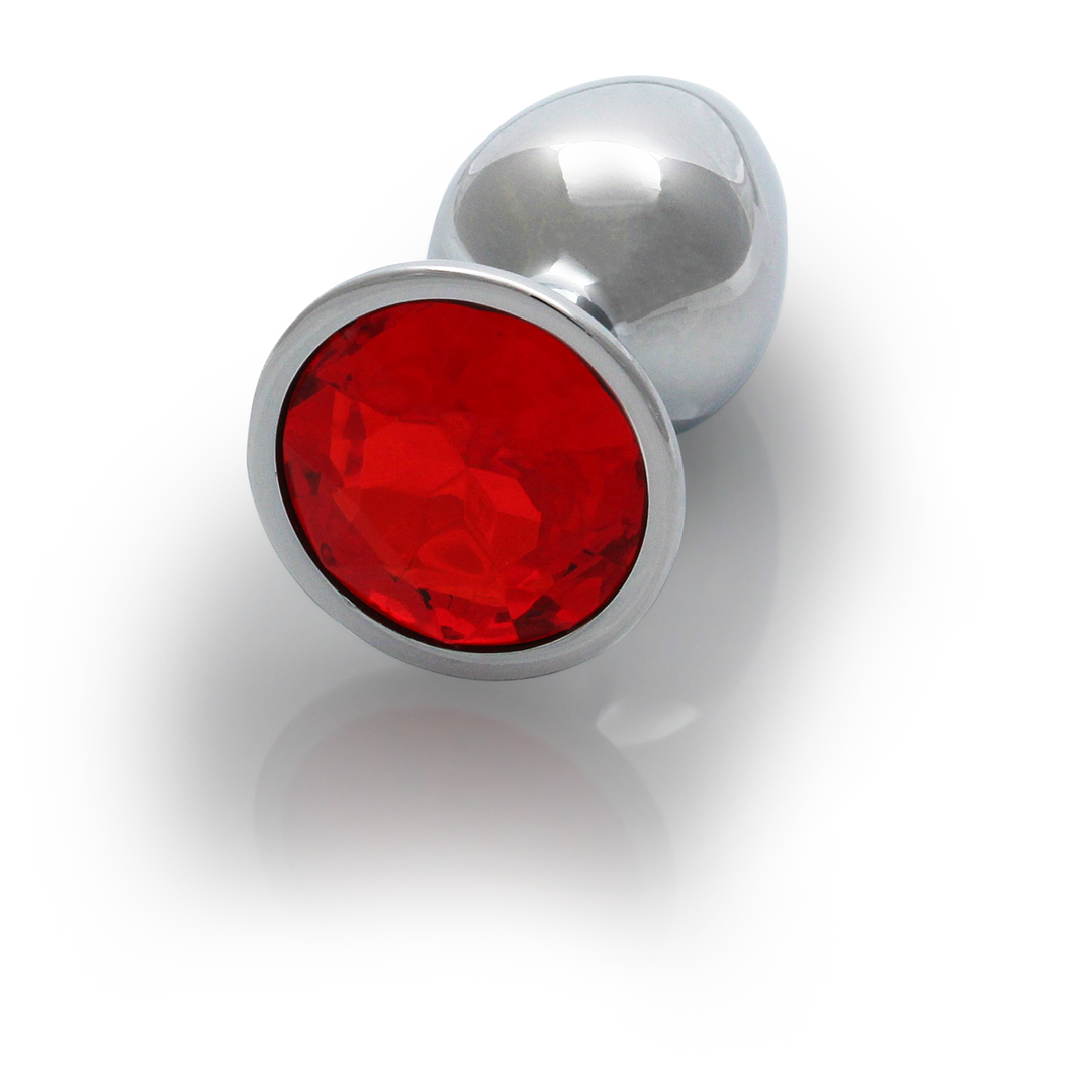 Ronde Gem Butt Plug – Klein – Zilver/Ruby Rood