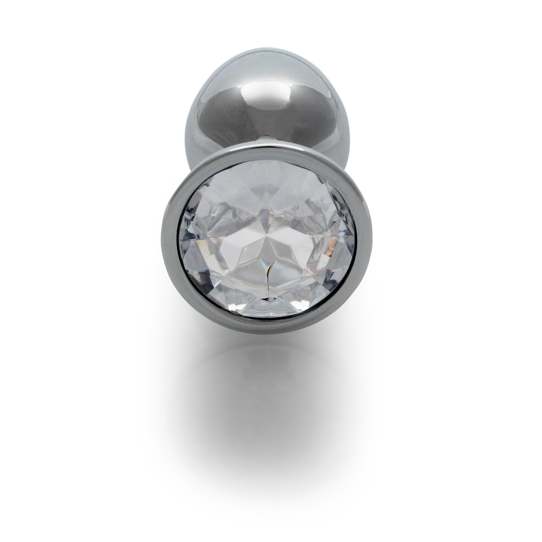 Ronde Edelsteen Anale Plug – Klein – Zilver/Diamant