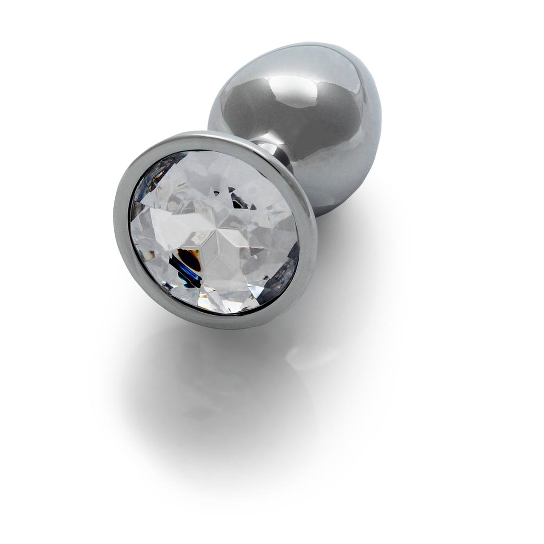 Ronde Edelsteen Anale Plug – Klein – Zilver/Diamant