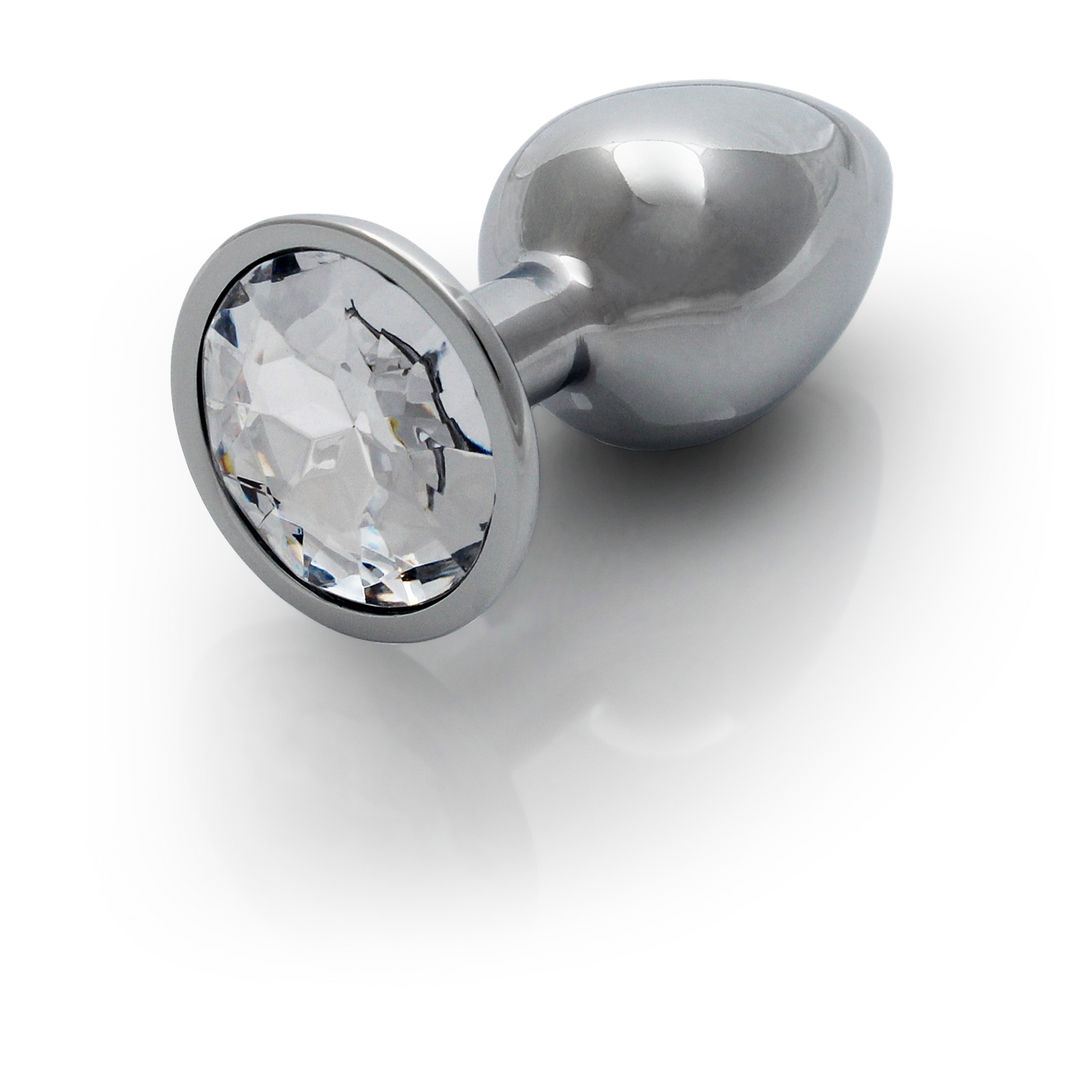 Ronde Edelsteen Anale Plug – Klein – Zilver/Diamant