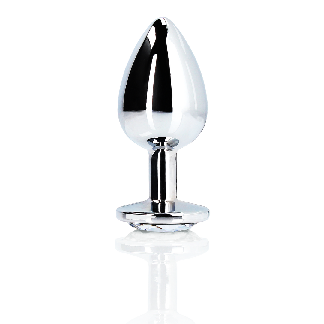 Ronde Edelsteen Anale Plug – Klein – Zilver/Diamant