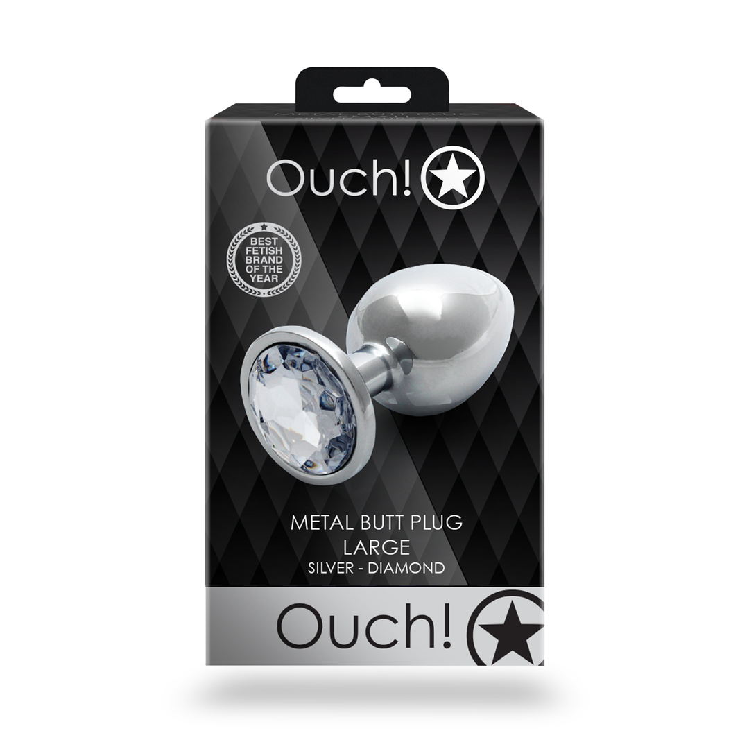 Ronde Edelsteen Butt Plug – Groot – Zilver/Diamant