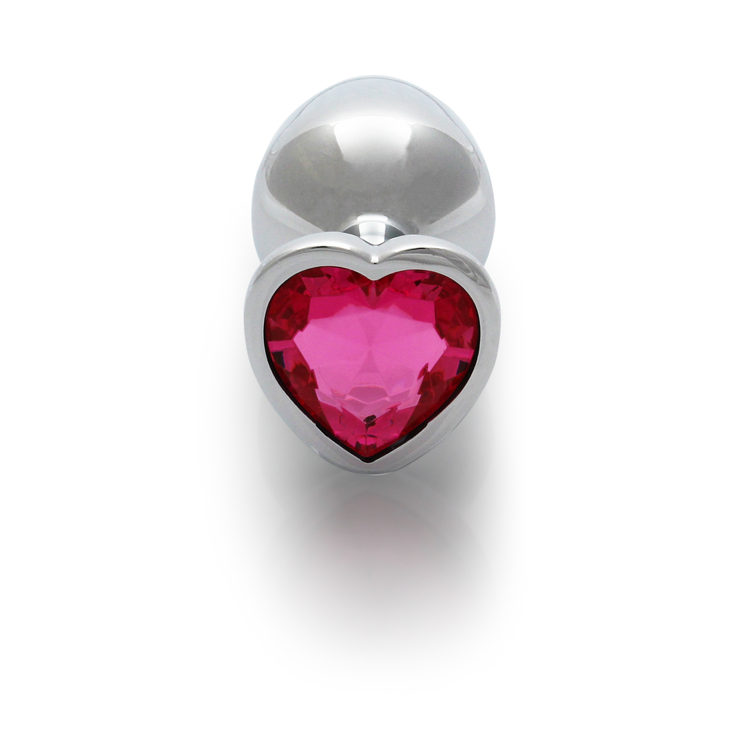 Heart Gem Butt Plug – Medium – Zilver/Rubellite Roze