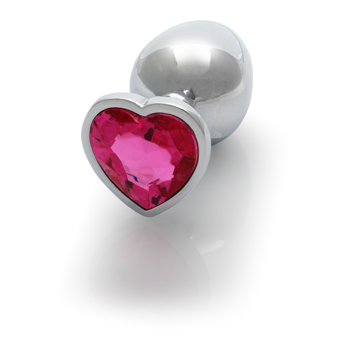 Heart Gem Butt Plug – Medium – Zilver/Rubellite Roze