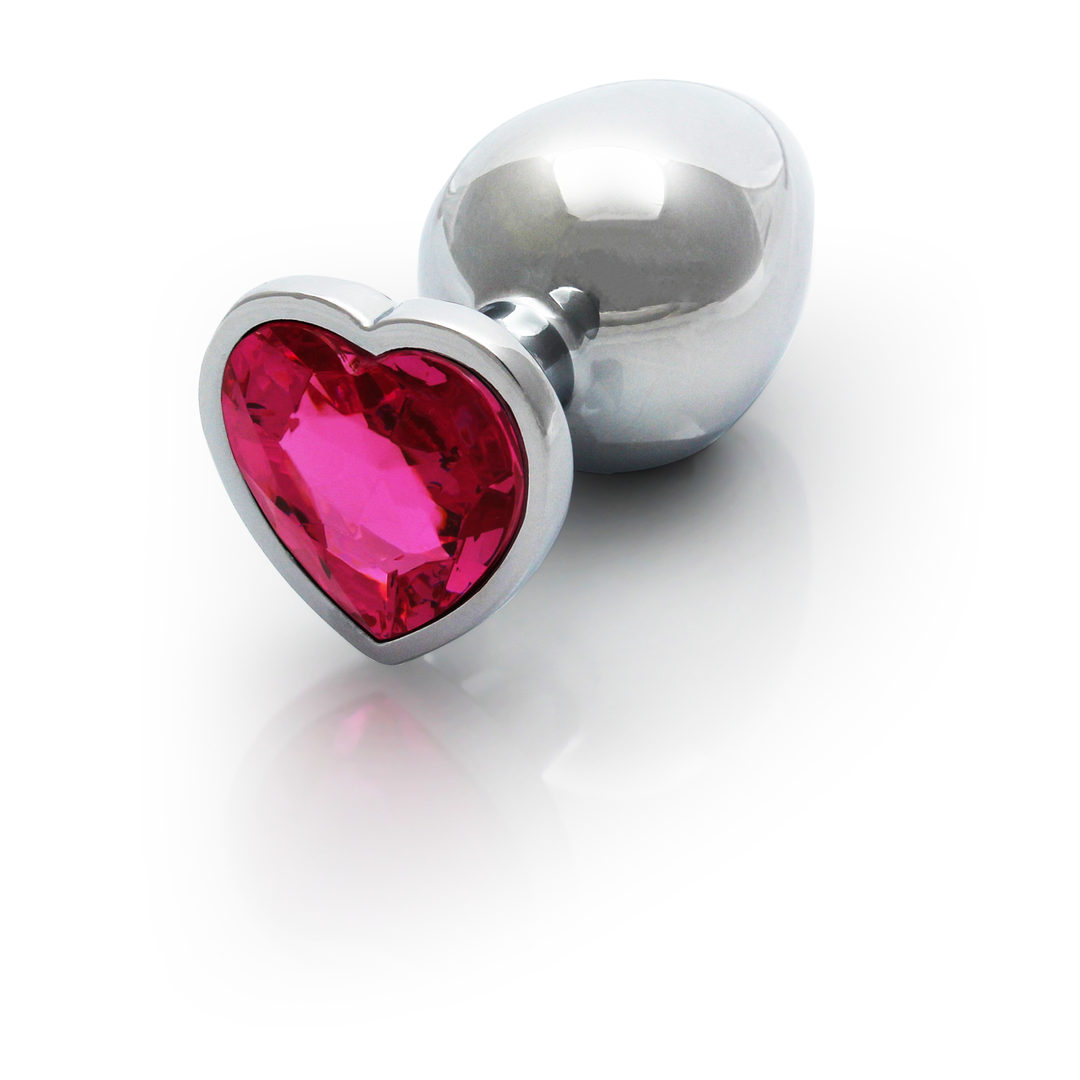 Heart Gem Butt Plug – Medium – Zilver/Rubellite Roze