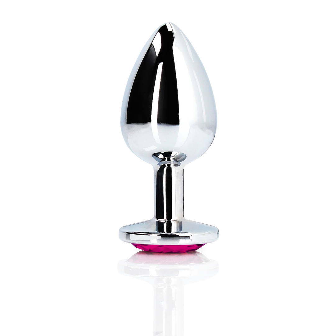 Heart Gem Butt Plug – Medium – Zilver/Rubellite Roze