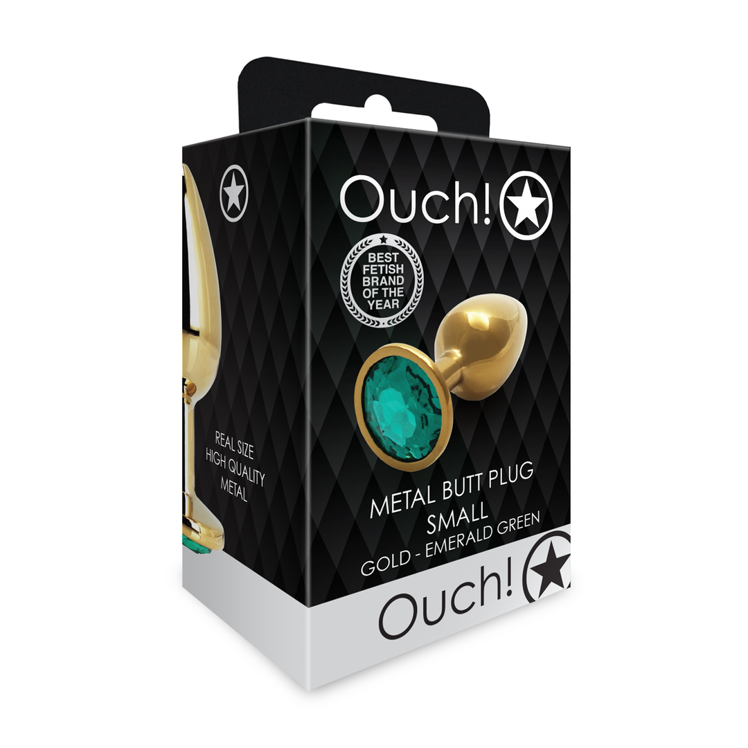 Ronde Edelsteen Butt Plug – Klein – Goud/Emerald Groen