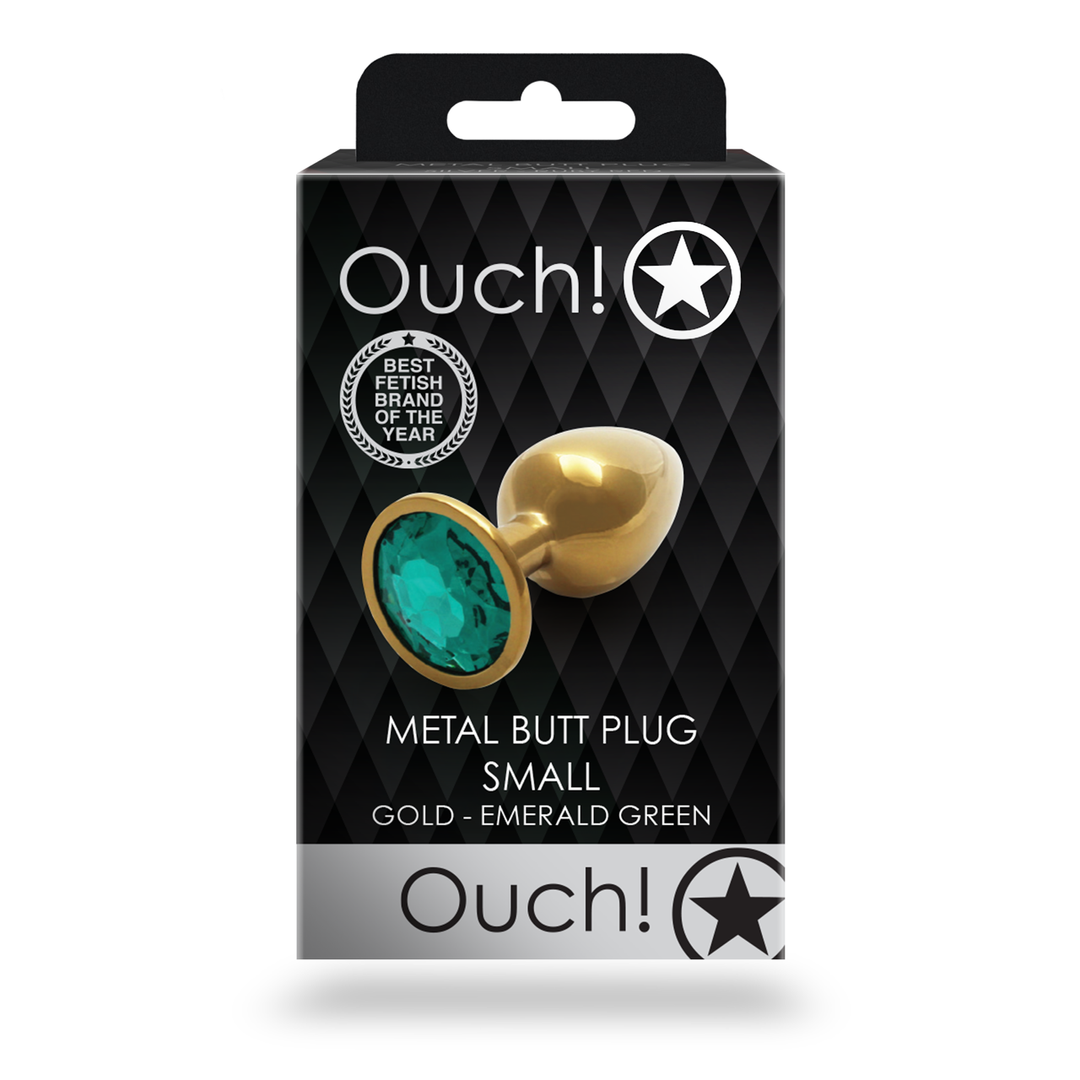Ronde Edelsteen Butt Plug – Klein – Goud/Emerald Groen