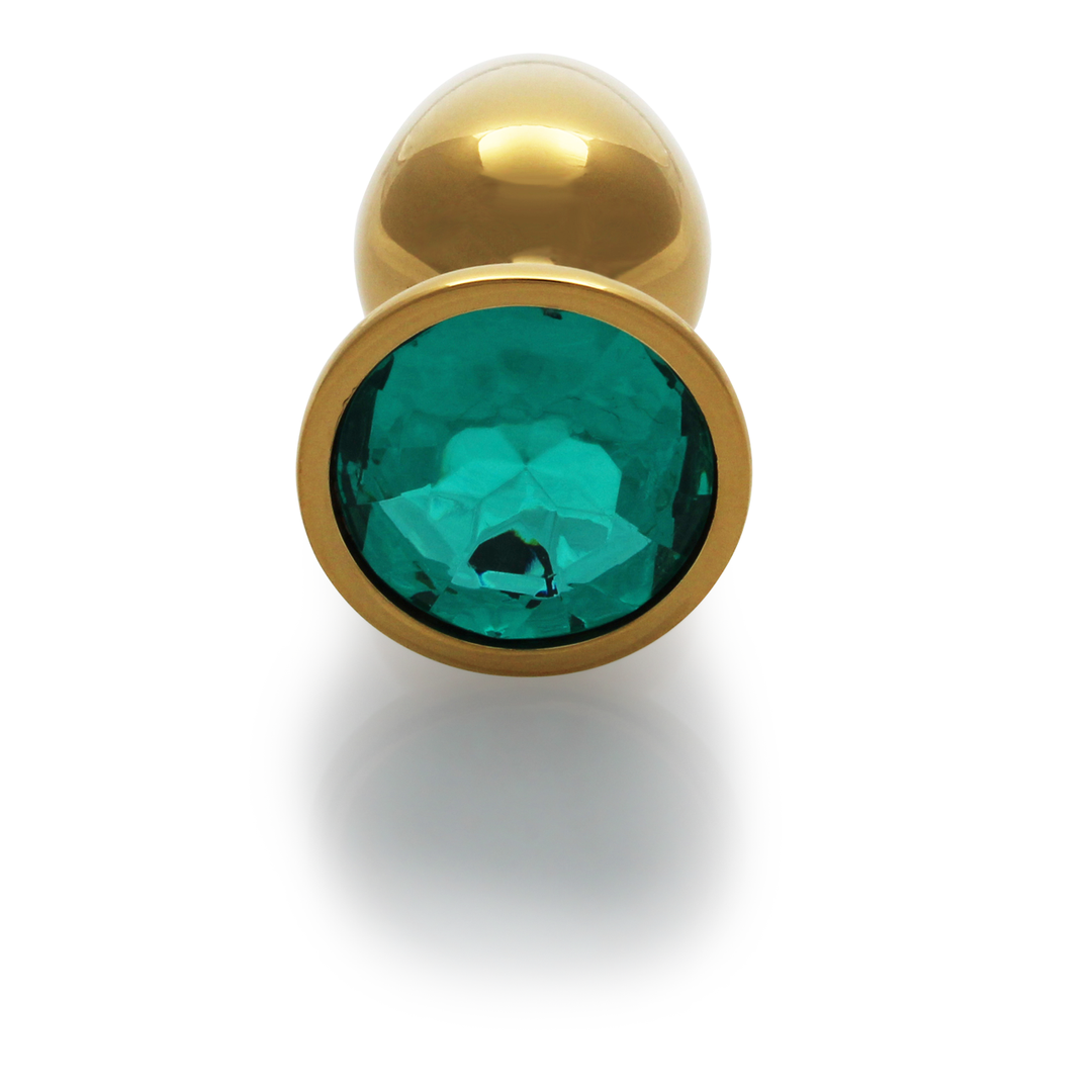Ronde Edelsteen Butt Plug – Klein – Goud/Emerald Groen