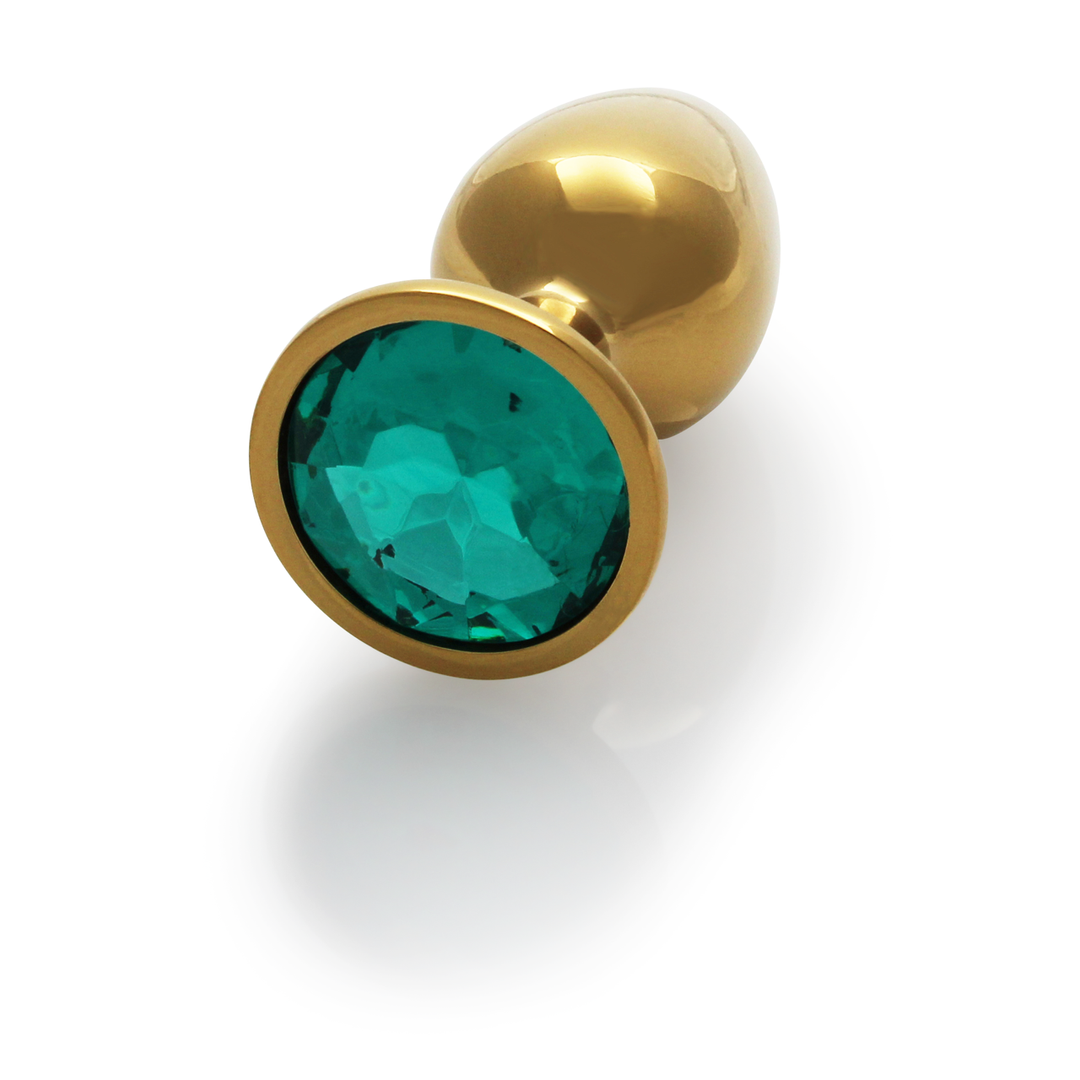 Ronde Edelsteen Butt Plug – Klein – Goud/Emerald Groen