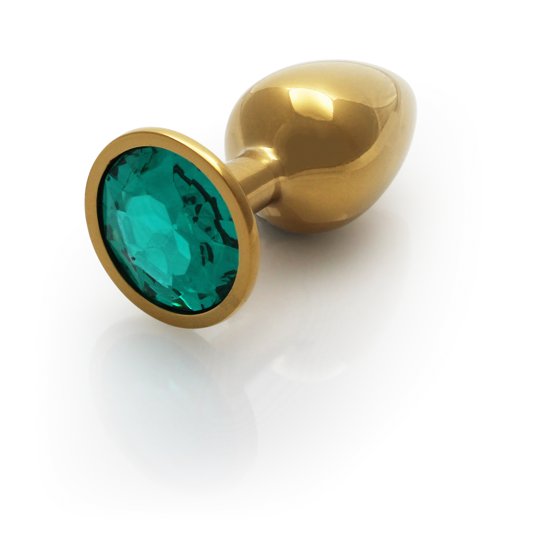 Ronde Edelsteen Butt Plug – Klein – Goud/Emerald Groen