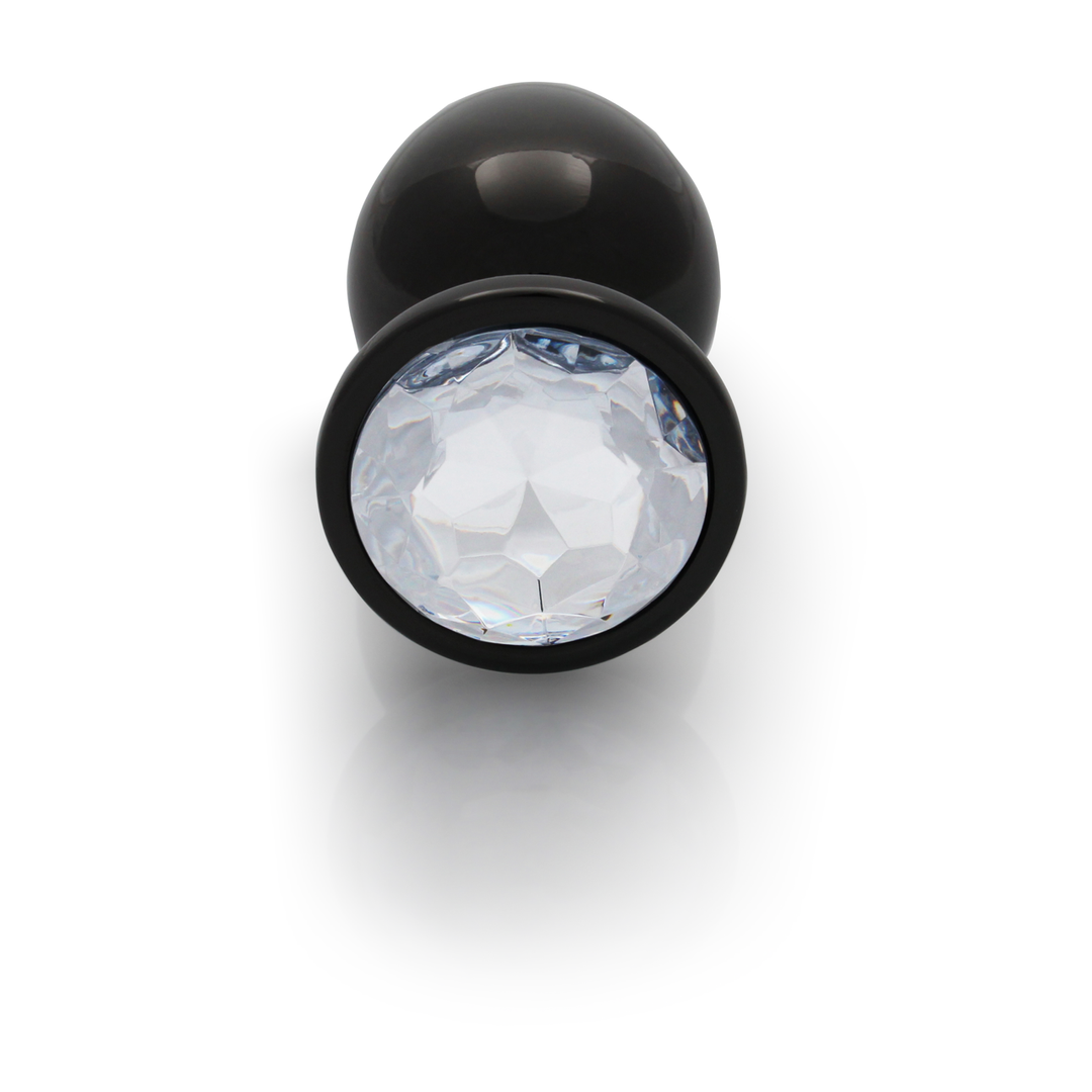 Ronde Edelsteen Butt Plug – Groot – Gunmetal/Diamant