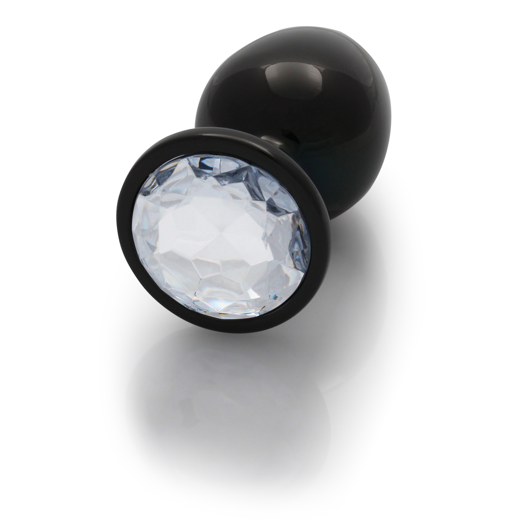 Ronde Edelsteen Butt Plug – Groot – Gunmetal/Diamant