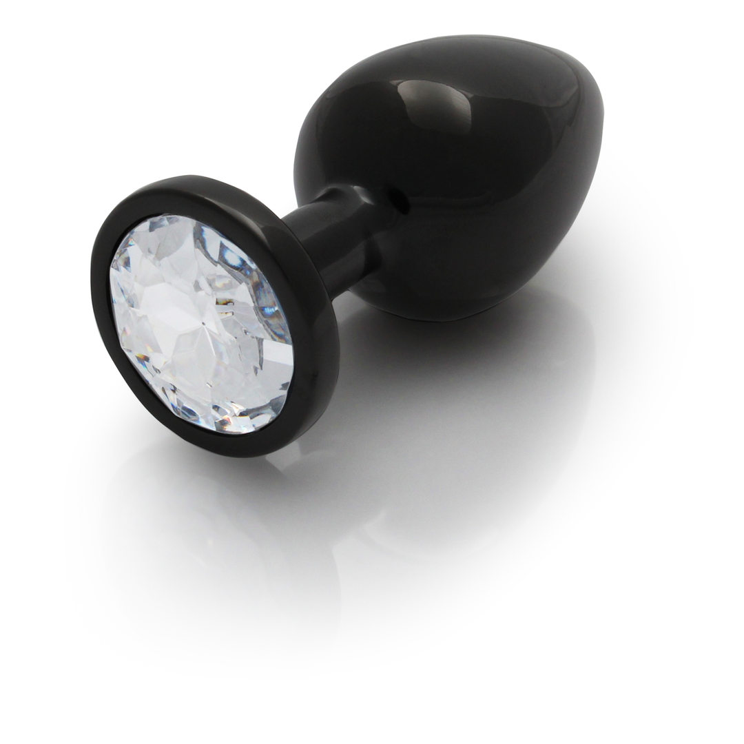 Ronde Edelsteen Butt Plug – Groot – Gunmetal/Diamant