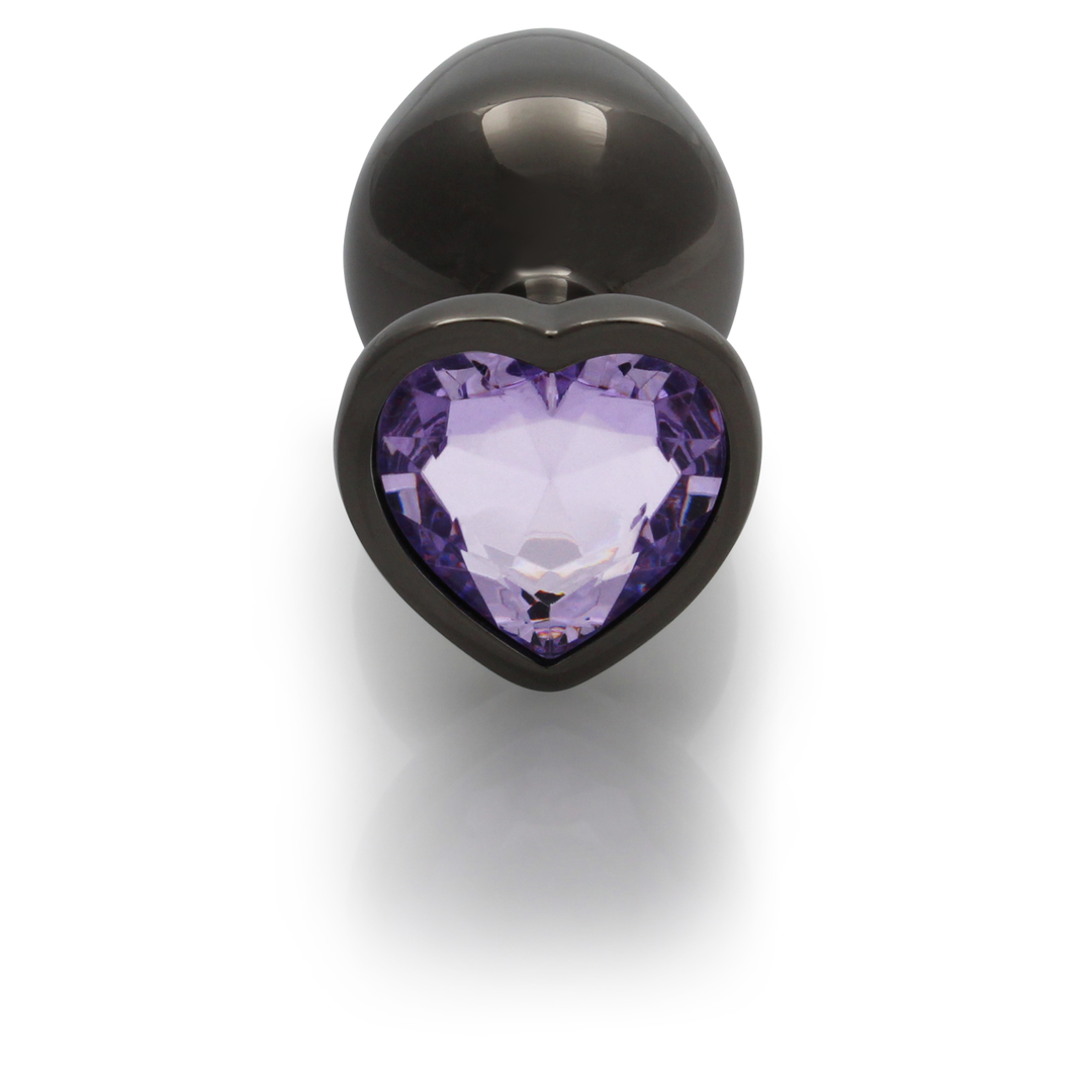 Heart Gem Butt Plug – Medium – Gunmetal/Amethist Paars