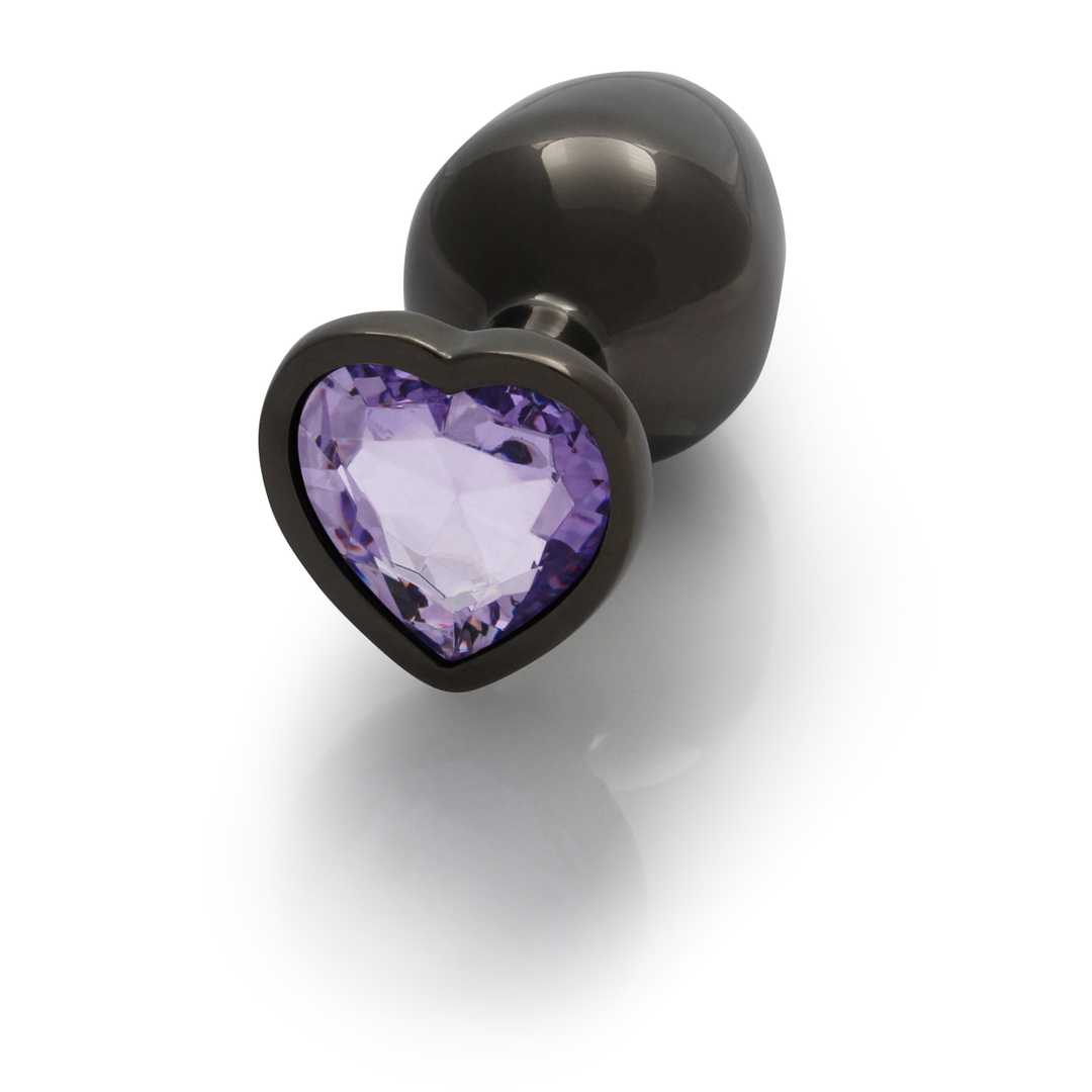 Heart Gem Butt Plug – Medium – Gunmetal/Amethist Paars